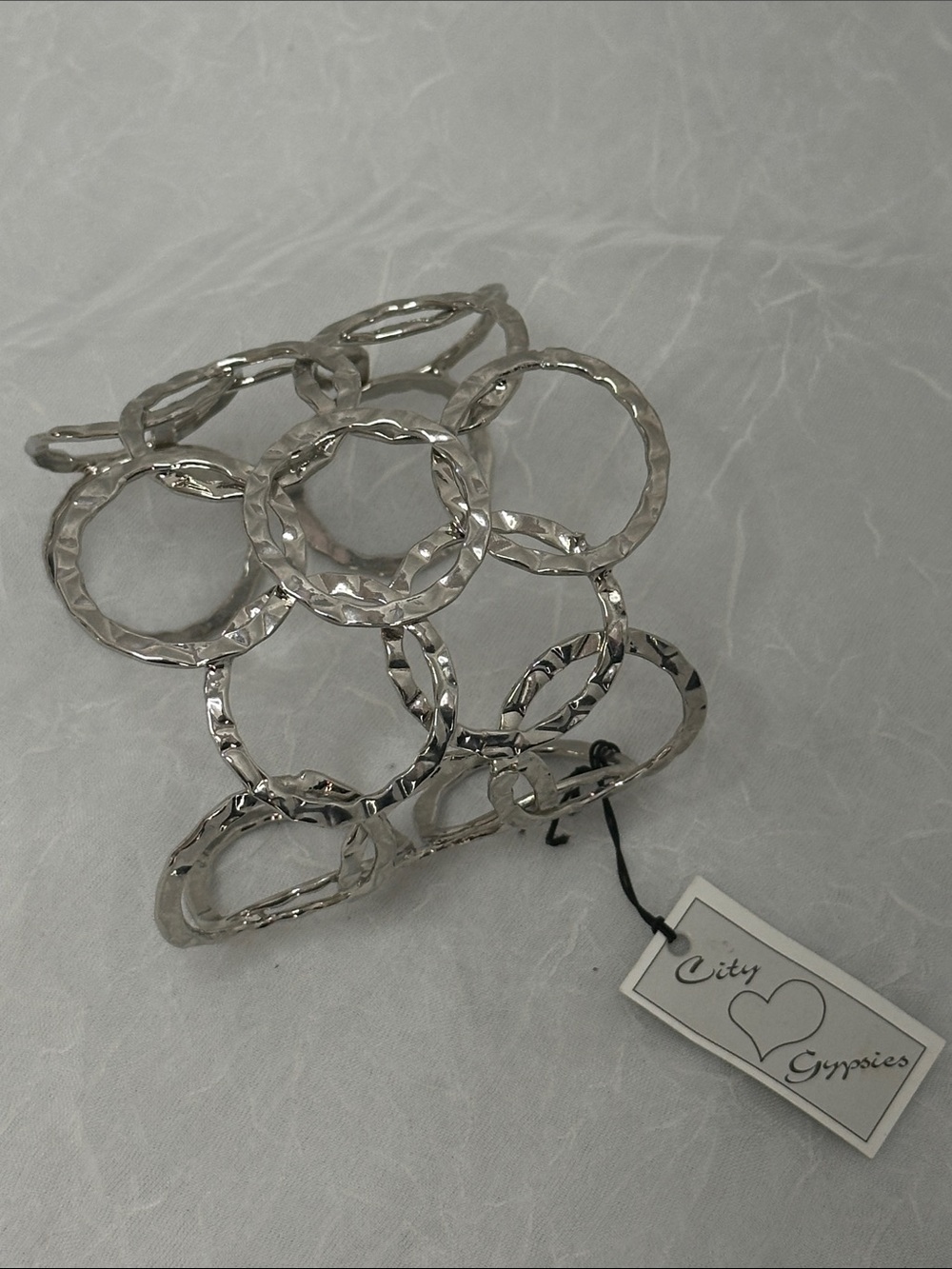 Silver-tone Circle Link Bracelet